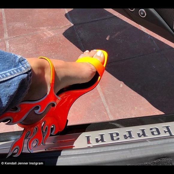 orange prada flame heels